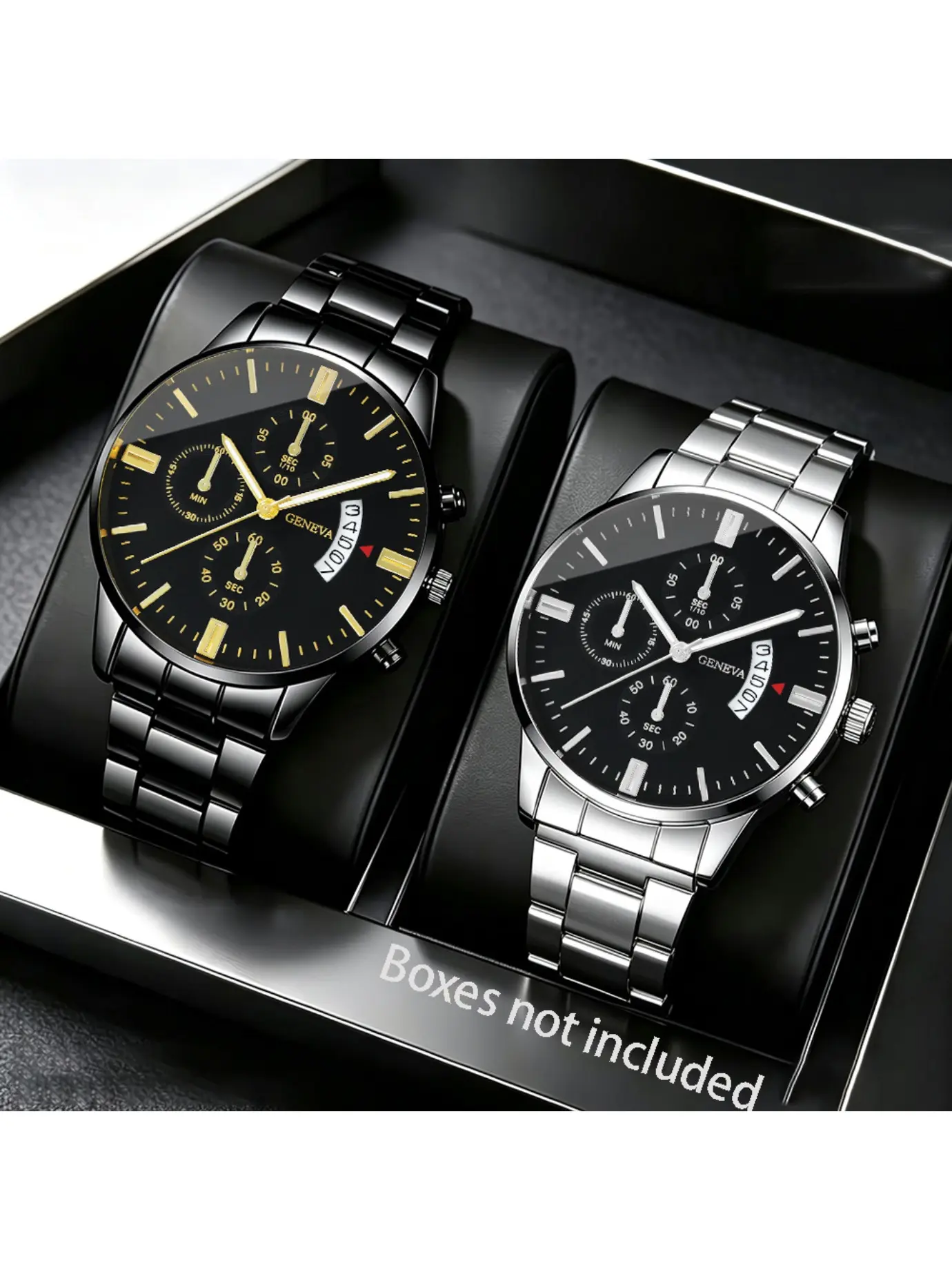 2pcs Men's Fashion Luxury Round Calendar Luminous Alloy Quartz Watch Set, The Perfect Choice for Daily Wear and Gift Occasions, Birthday Gifts and Holiday Party Gifts, a Perfect Gift for Men, Fathers, Friends, Relatives