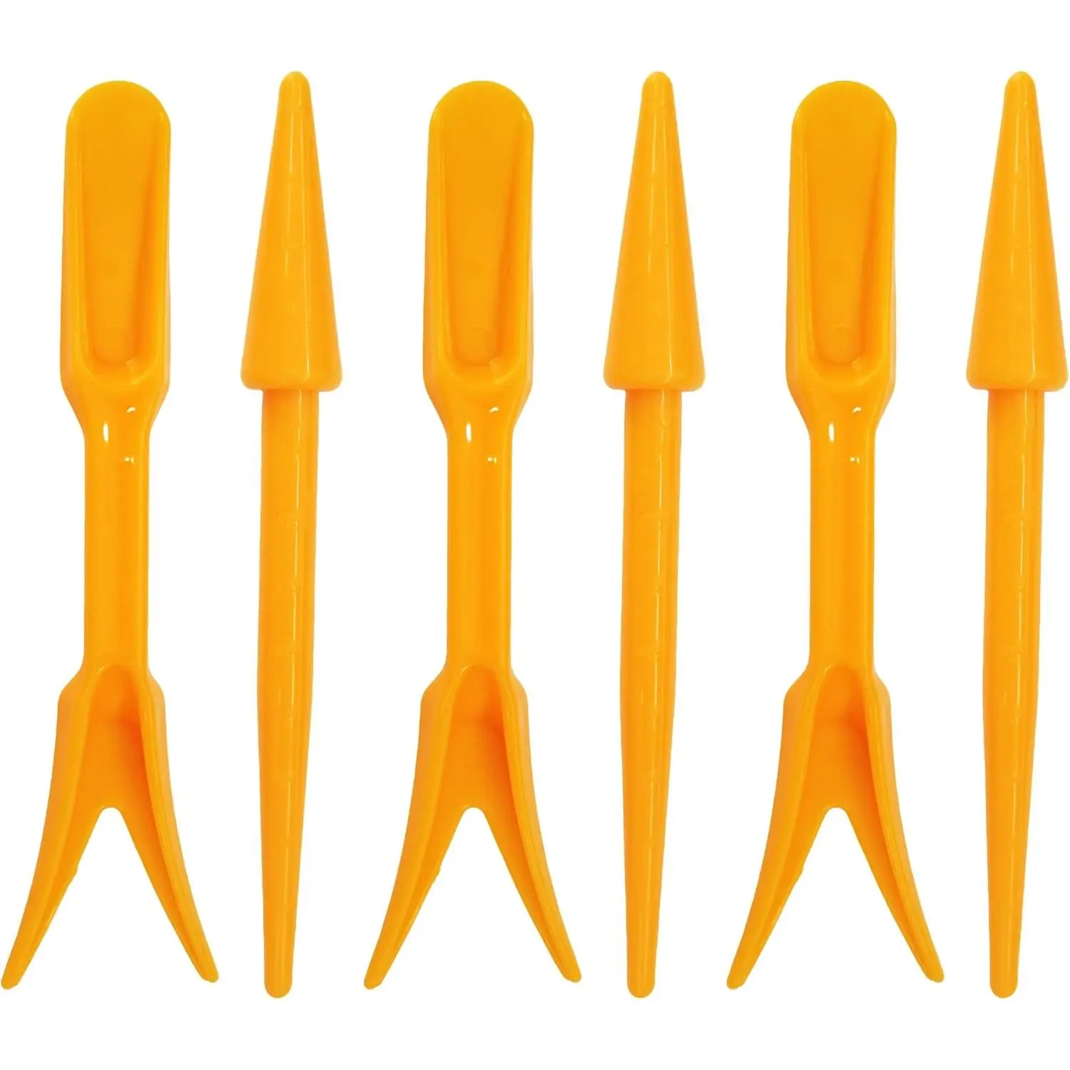 6 count Mini Garden Hand Succulent Transplanting Tools Set, Plastic Seedling Dibber and Digging Tools for Indoor Gardening,   Care, Repotting, Lawn Maintenance(Yellow)