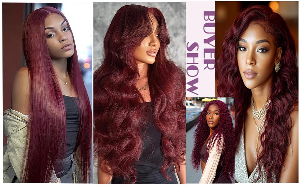 99J Straight Bundles Hair Extensions Burgundy Straight Human Hair Bundles Weave Extensions Double Weft Brazilian Soft and Silky for Black Women