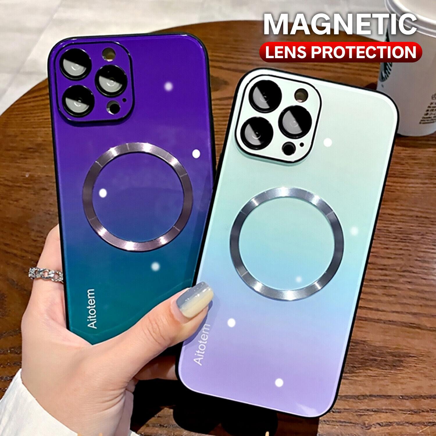 【Freeship】Magnetic Gradient Case with Full Camera Lens Protector For iPhone 17 16 15 14 13 12 Pro Max,Compatible with MagSafe Wireless Charging,Scratch Resistant Gradient Glass Hard Back Cover 【Freeship】Magnetic Gradient Case with Full Camera Lens Protector For iPhone 17 16 15 14 13 12 Pro Max,Compatible with MagSafe Wireless Charging,Scratch Resistant Gradient Glass Hard Back Cover