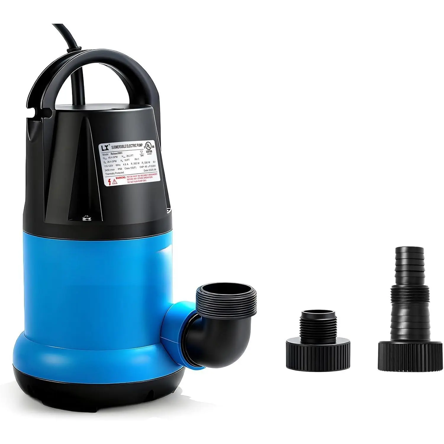 Sump Pump 3/4HP, 115V, 3430GPH Submersible Water Pump for Swimming Pool Garden Pond Basement Hot Tub | 10ft Cord | UL Listed Included