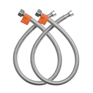 VEVOR Faucet Hose Connector, 16 - Inch Length, 3/8 Inch Compx 1/2 Inch FIP 10 - Pack Braided Stainless Steel Faucet Supply Line, Faucet Hose Connects Kitchen Bathroom Sink to Water Supply, Certified Safe