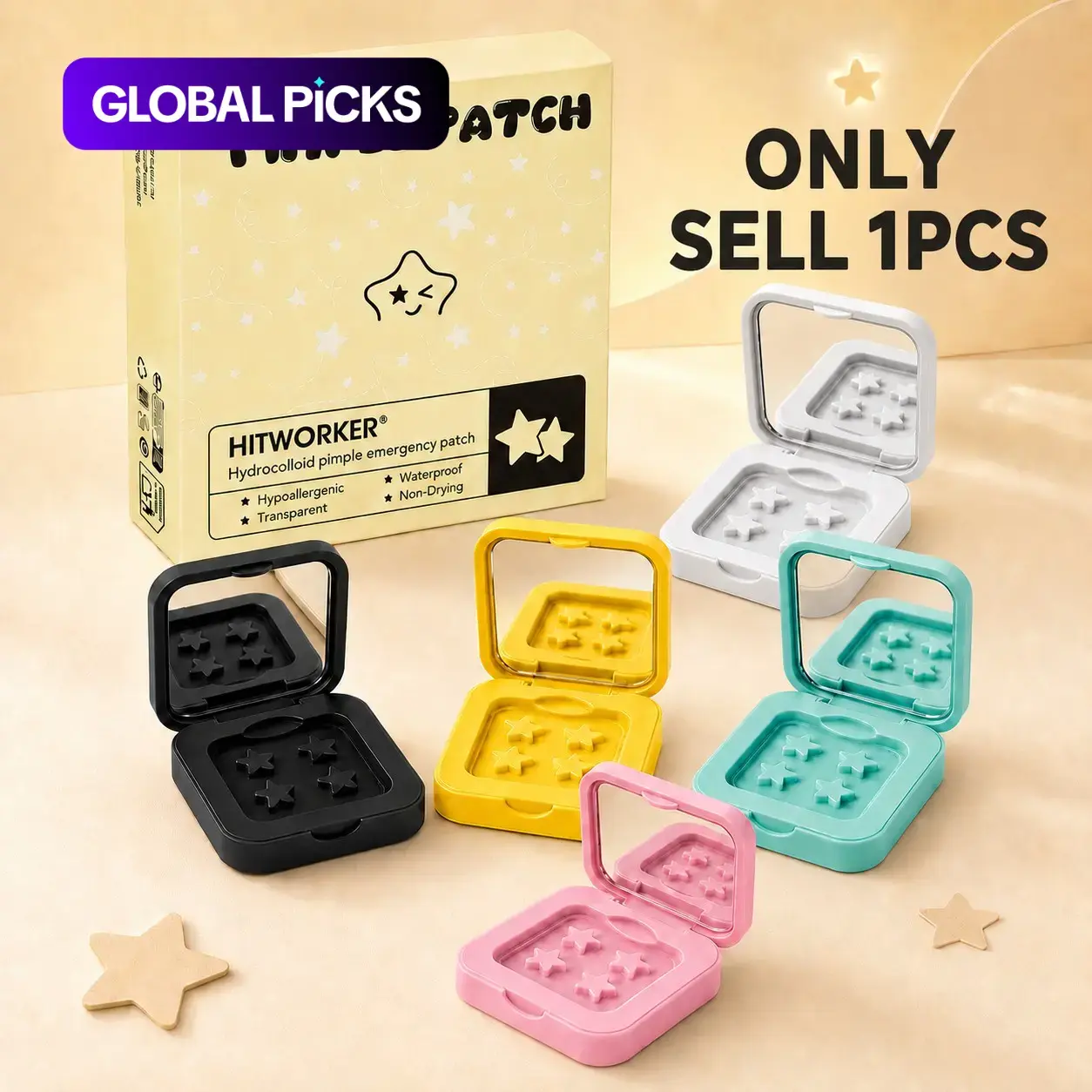 Hydrocolloid Star-Shaped Acne Pimple Patches, 60 Count, Invisible Blemish Covers, Waterproof, Hypoallergenic, Non-Drying, Daily Skin Protection for Day & Night Use