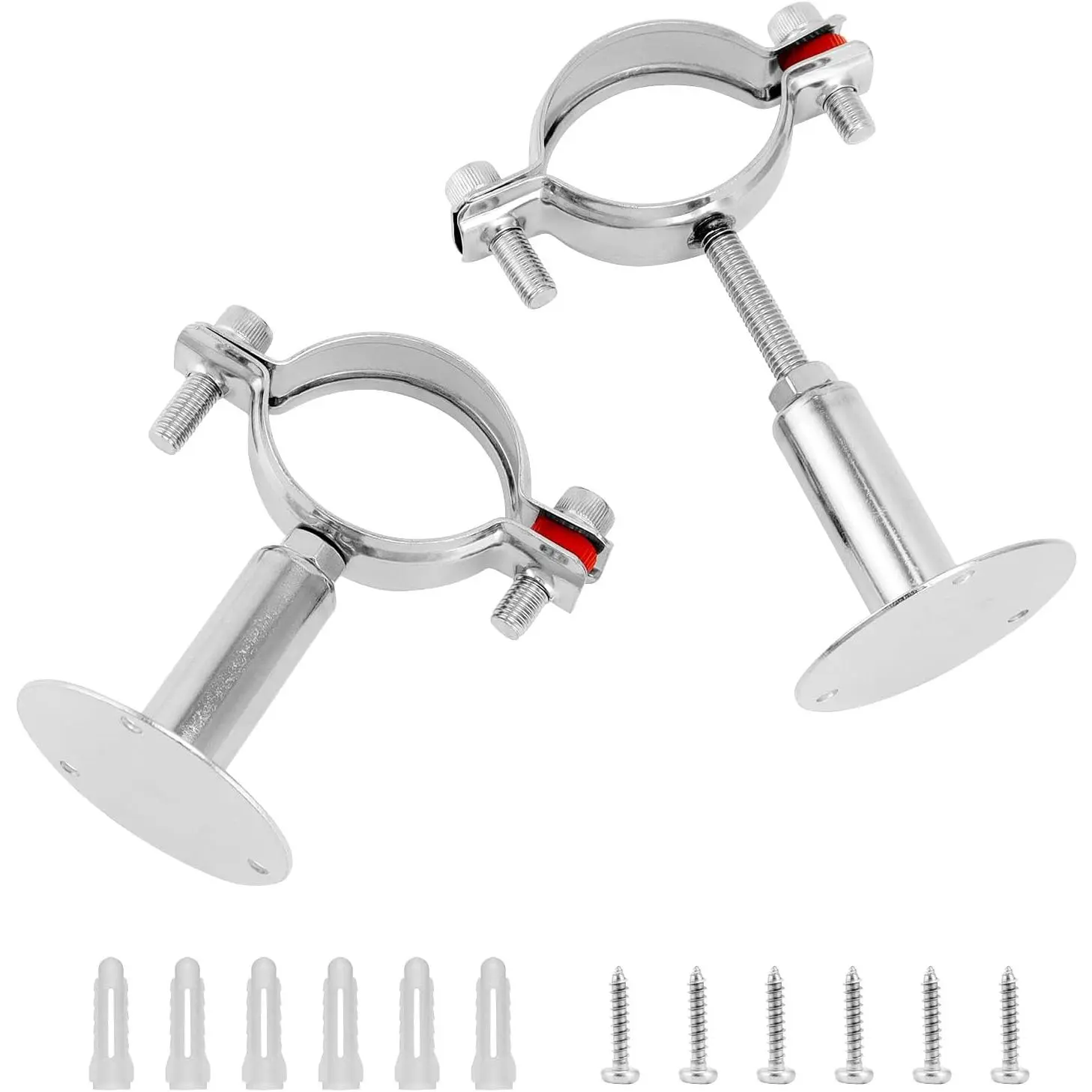 Adjustable 2" OD Pipe Wall & Ceiling Mount Support – Stainless Bracket Clamp for Rods, Tubes & Display Pipes