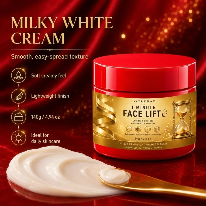 Face Lift Cream, Collagen, Caffeine, Vitamin C, Peptides, Lifting, Firming, Anti-Wrinkle, Skincare, For Face, 140g