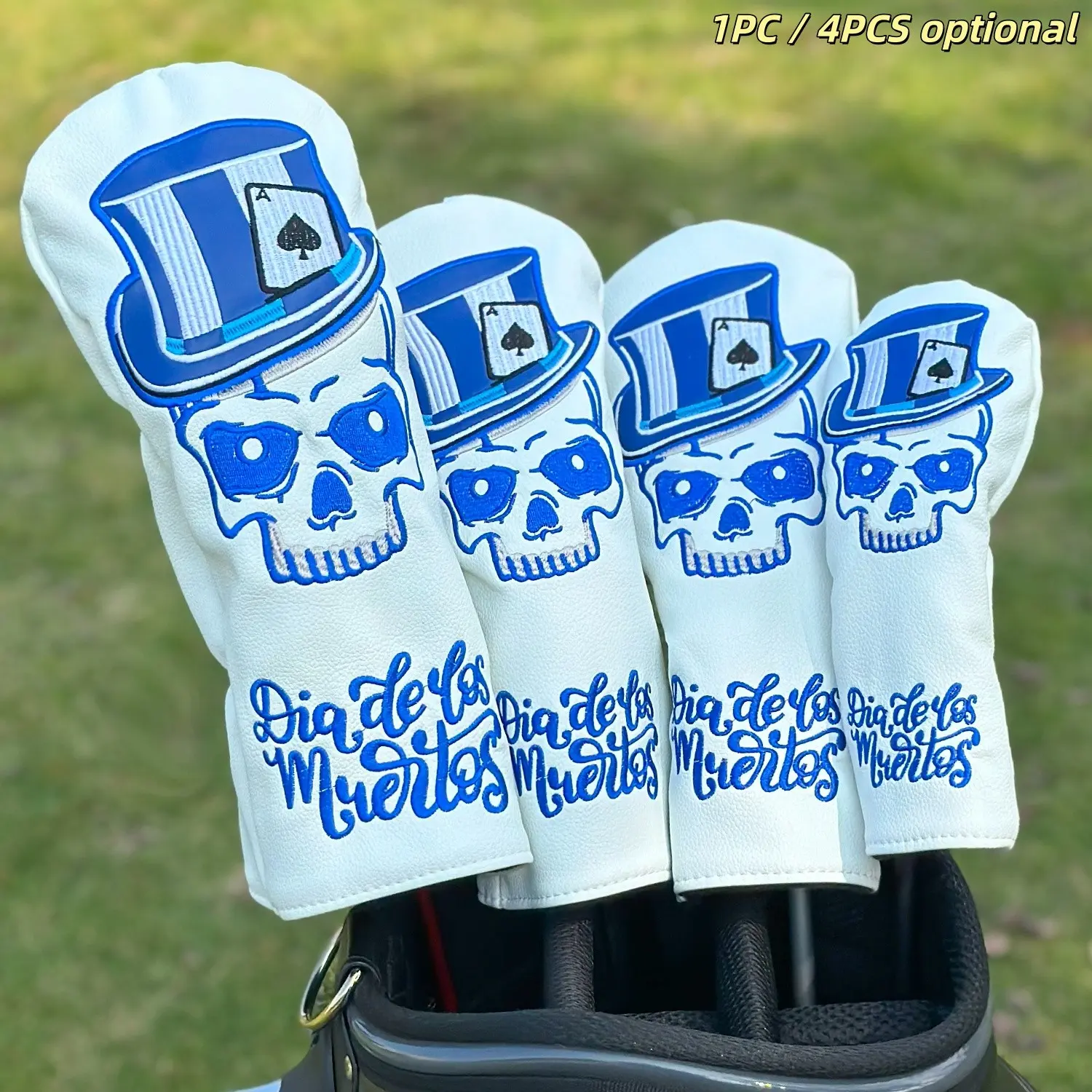 Top Hat Skull Emblem Golf Club Head Cover, Protective Durable Accessory, Ideal Good Luck Golf Gift, for Trendy Golfers