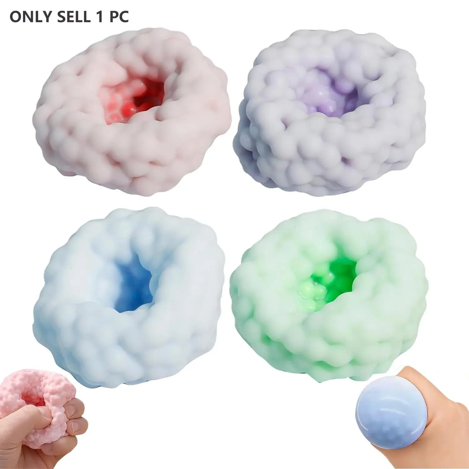 Vacuum Grape Stress Ball, Colorful Shapeable Squeeze Toy for Adults, Stress Relief Ball with Sound, Noisy Squeeze Toys for Relaxation, Squishy Fidget Ball, Soft Squishy Fidget