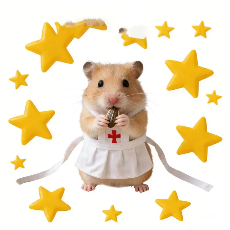 Mini Nurse Uniform for Hamster, White Red Cross Apron Pet Dress, Cute Costume for Golden Syrian Hamster Small Animals Photo Accessories