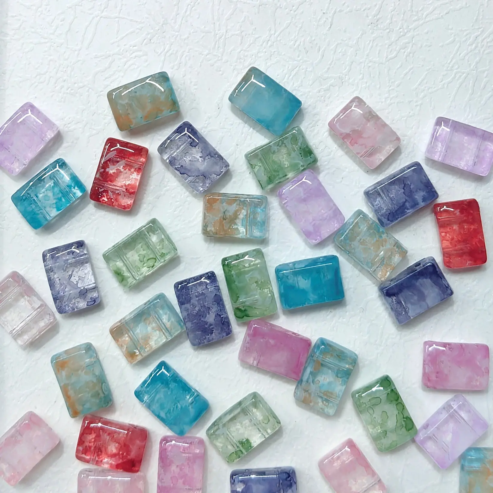 ✨【NEW】Ink Wash Slab | Double Hole Glass Beads for DIY Handmade Jewelry Crafts