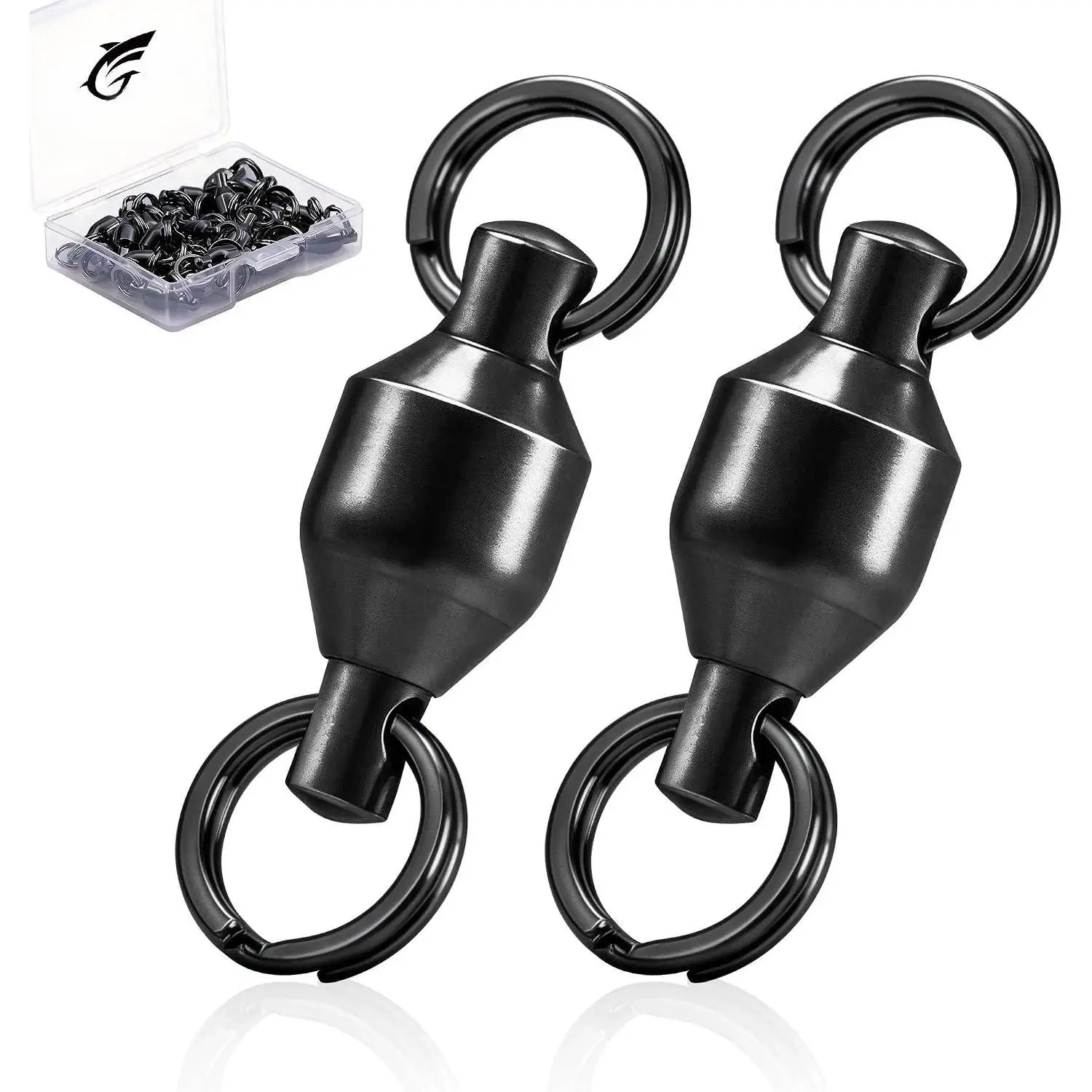 Ball Bearing Swivels with Split Rings, Quick Snap Fishing Clips | 25 count High Strength Stainless Steel Fishing Swivels & Snap Speed Clips Change Connector for Saltwater Freshwater Size 0#-10#
