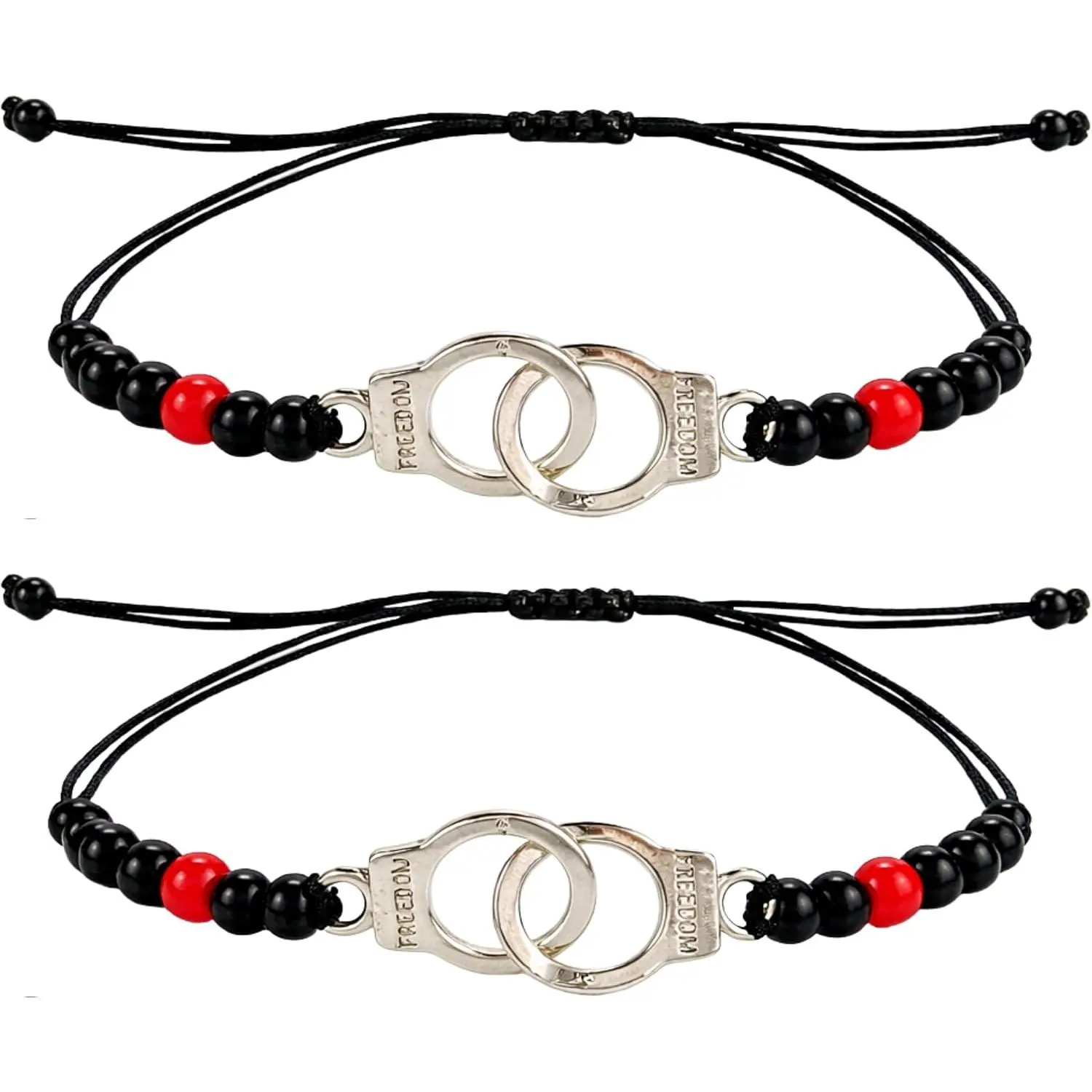 Matching Bracelets for Couples, Handcuff Bracelet Set for Him and Her, Relationship & BFF , Adjustable Cord Bracelets, Boyfriend Girlfriend  (2 PCS)