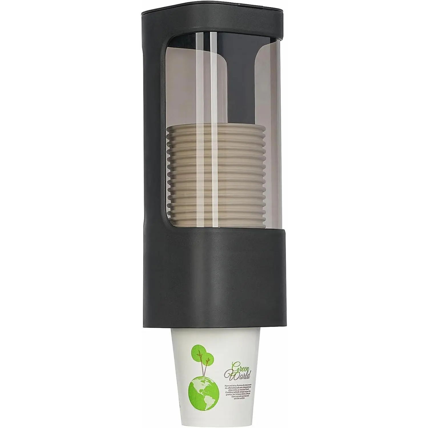 Black Cup Dispenser for 3oz-5oz Disposable Plastic & Paper Cups, Water Cooler Cup Holder with Adhesive/Screw Mount for Bathroom, Office, Hospital