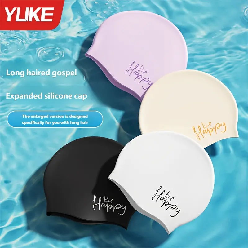 Silicone Waterproof Anti-Chlorine Non-Constricting Head Long Hair Enlarged Comfortable Ear Protection Adult Professional Training Swimming Cap