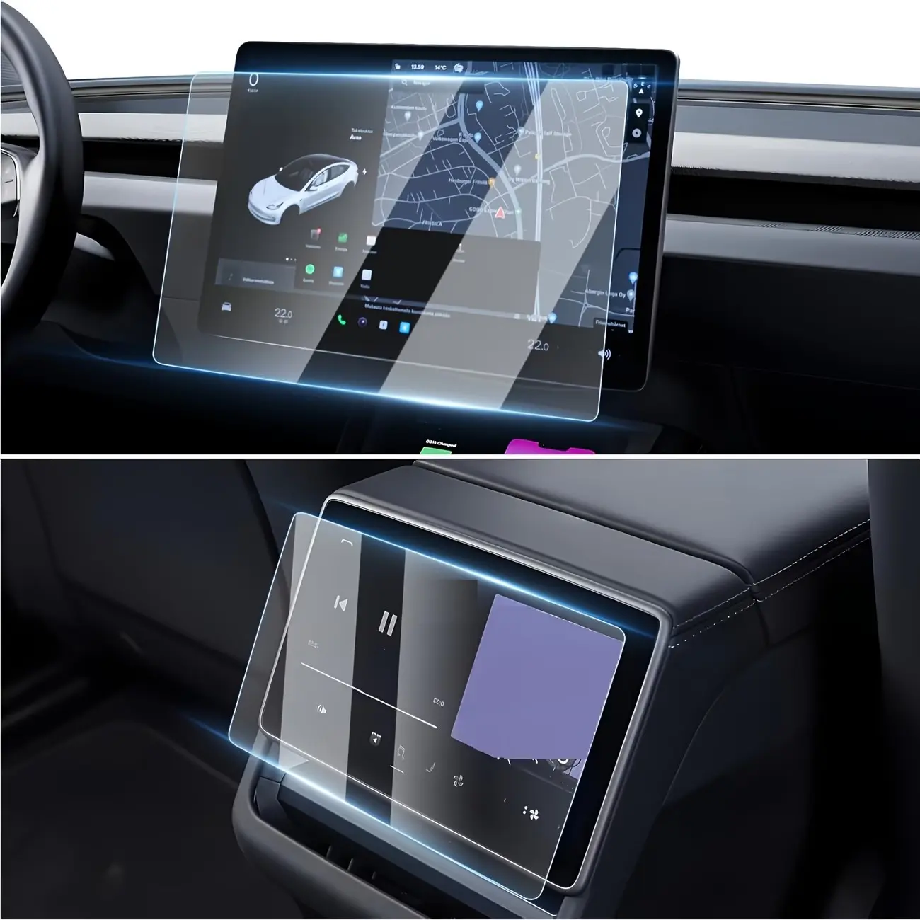 Tesla Model3 & Modely Screen Protectors, Screen Protective Film, 9h Tempered Glass, Anti-Glare, Fingerprints, Scratches, Bubble-Free, Easter, Spring, Summer