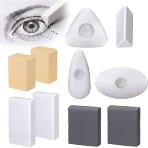 10 Pcs Art Drawing Pencil Erasers, Multi-Shape Grey Kneaded & White Foam Erasers with Grip for Sketching Drafting Art Supplies