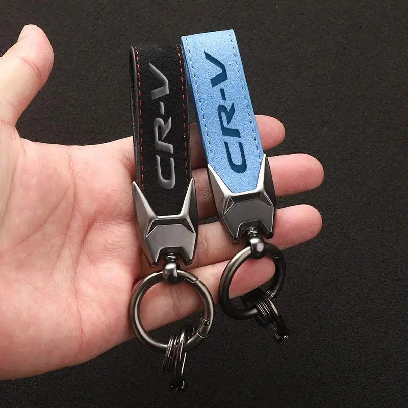 High Grade Suede Leather Car Keychain Key Rings 4S shop Custom Gift with Crv 3D logo For Honda CRV CR-V Car Accessories