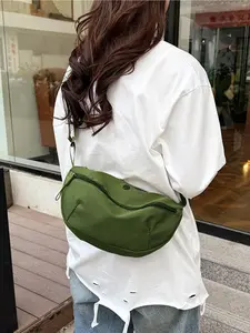 Portable Simple Nylon Jiaozi Bag, New Versatile Sports Cycling Chest Pack, Daily Commute Shoulder Crossbody Bag, Fashionable and Practical