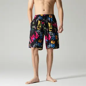 Mens Trendy Relax Fit Even Distributed Bright Multicolor Graphic Knee Length Shorts Uniform Vivid All Over Print Reinforced Waist And Side Seams Decorative Adjustable Dual Drawcord Shape Retentive Anti Wrinkle Cool Thin Fabric