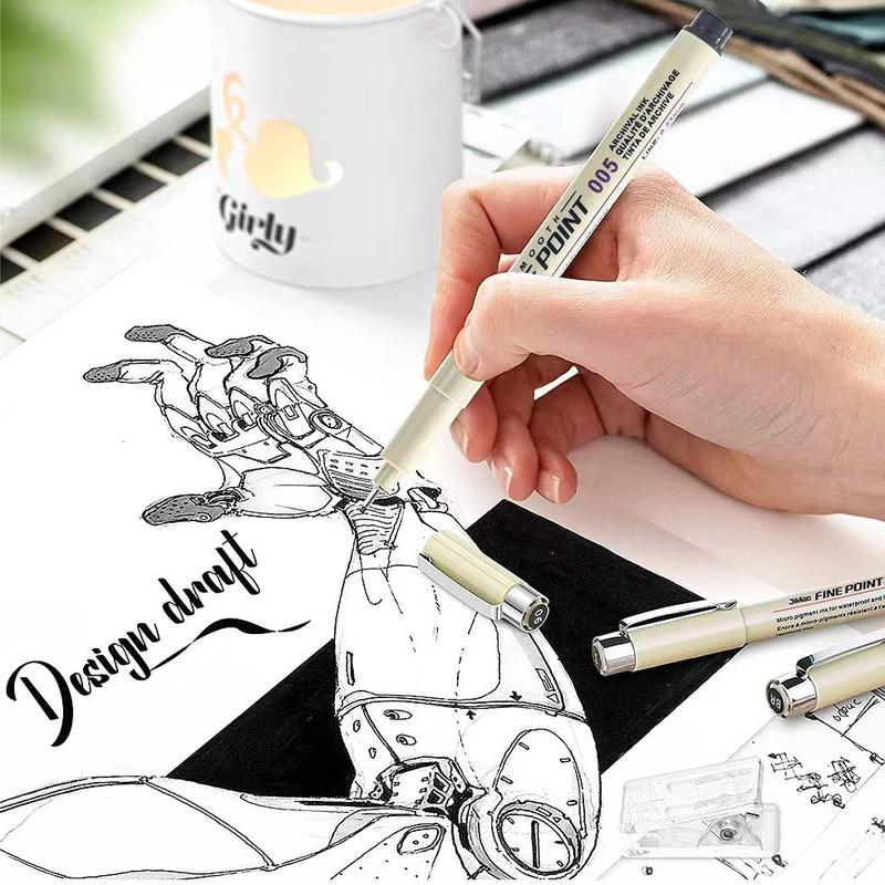 Waterproof Fine Point Pen, 6/9/12pcs Smooth Fine Point Pen, Art Supplies for Drawing, Painting, Sketching, Architecture, Design, Paint Pens