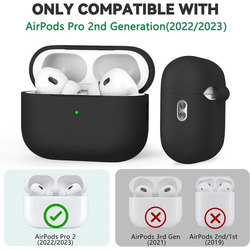 Soft Silicone Protective Case With Cleaning Pen Kit For Apple AirPods Pro 1st & 2nd Generation, Shockproof Scratch Resistant Headphone Cover For Daily Protection And Portable Carrying