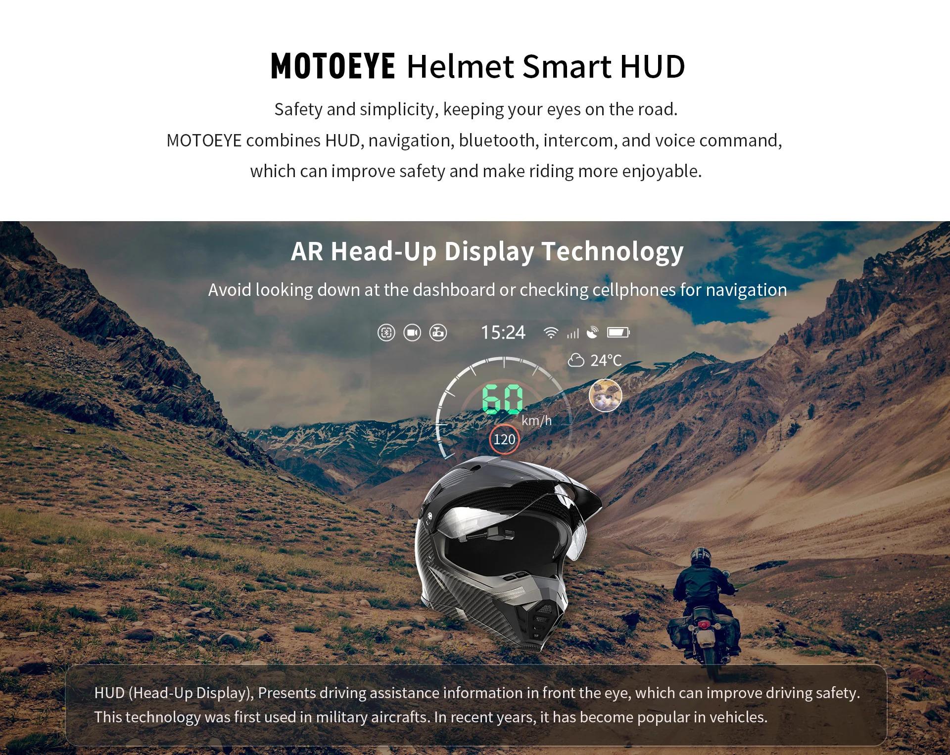 Motorcycle helmet HUD head-up display navigation device motorcycle driving record Bluetooth headphones,rear view mirror camera