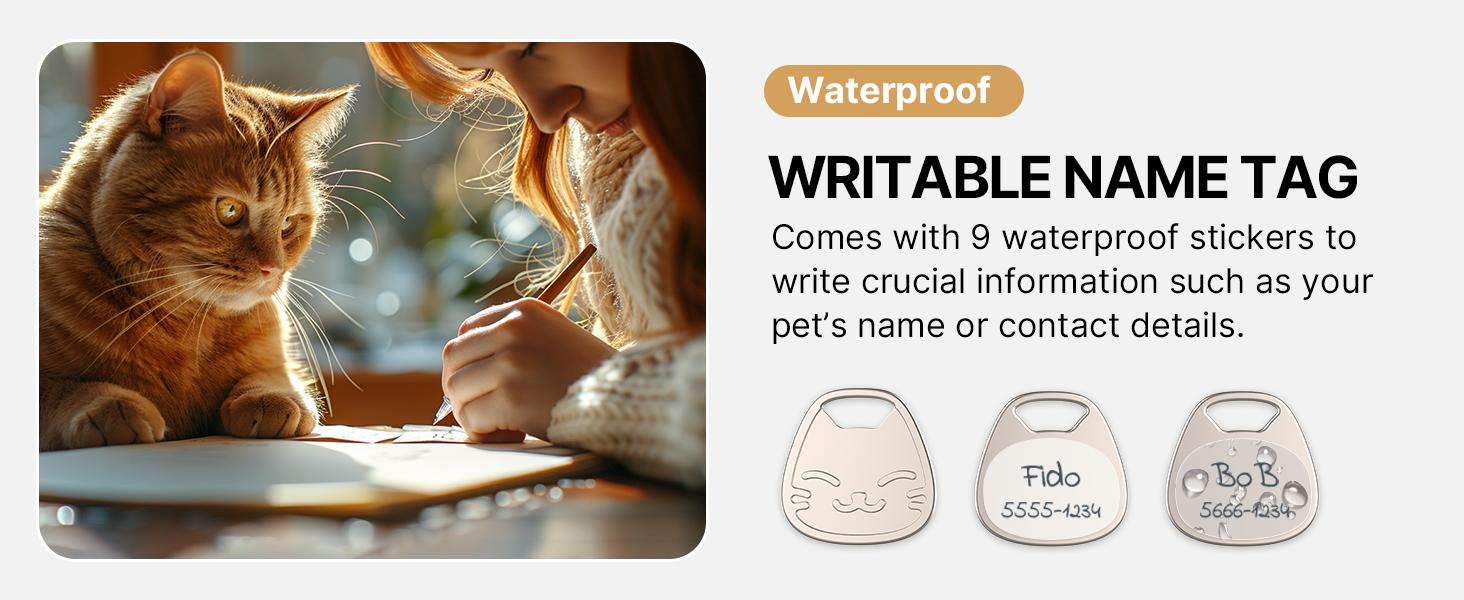 Cat Collar with Name Tag Breakaway: Kitten Collars for Girl Boy Cats with Writable Name Tags, Ultra Soft & Elastic Adjustable (6"-12") Cat Collar with Break Away Safety Buckle, Khaki