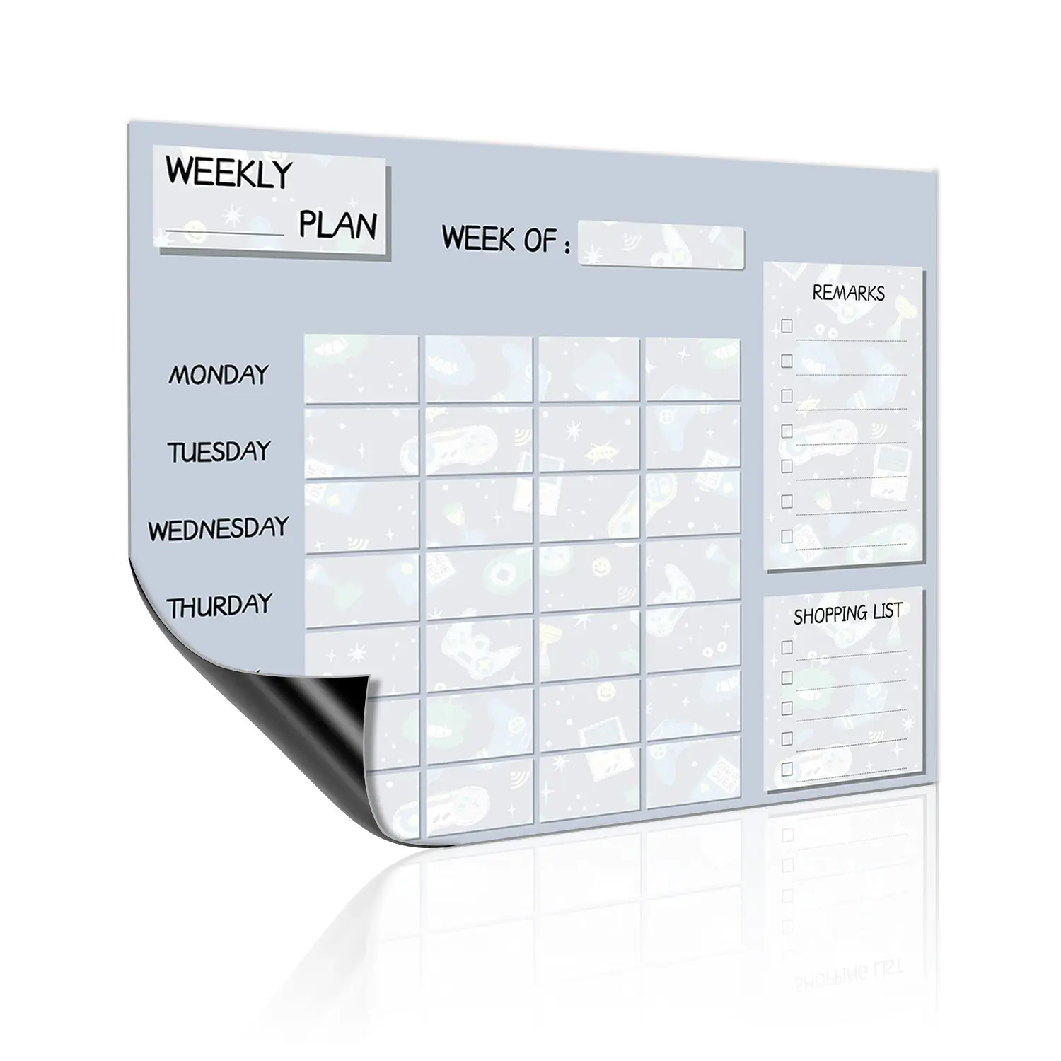 Magnetic Calendar for Refrigerator, Dry Erase Whiteboard|Stain-Resistant Surface, Strong Full-Back Magnet, Sunday-Start Monthly Planner for Meals & Chores,30x40cm