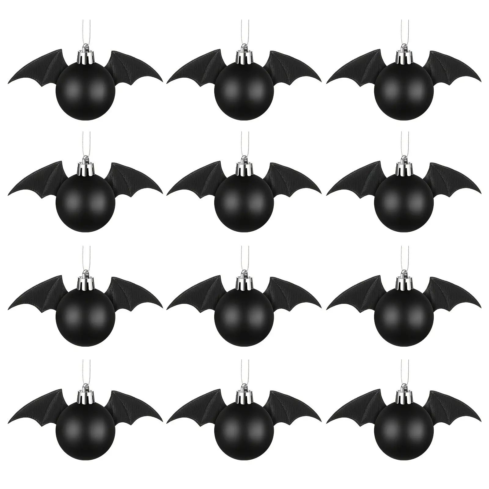 12-Piece Gothic Black Halloween Decorations, 3D Bat Christmas Tree Ornaments with Wings, Halloween Decorative Balls, Suitable for Christmas Trees, Halloween Party Decorations, Holiday Ornaments, Holiday Hangings