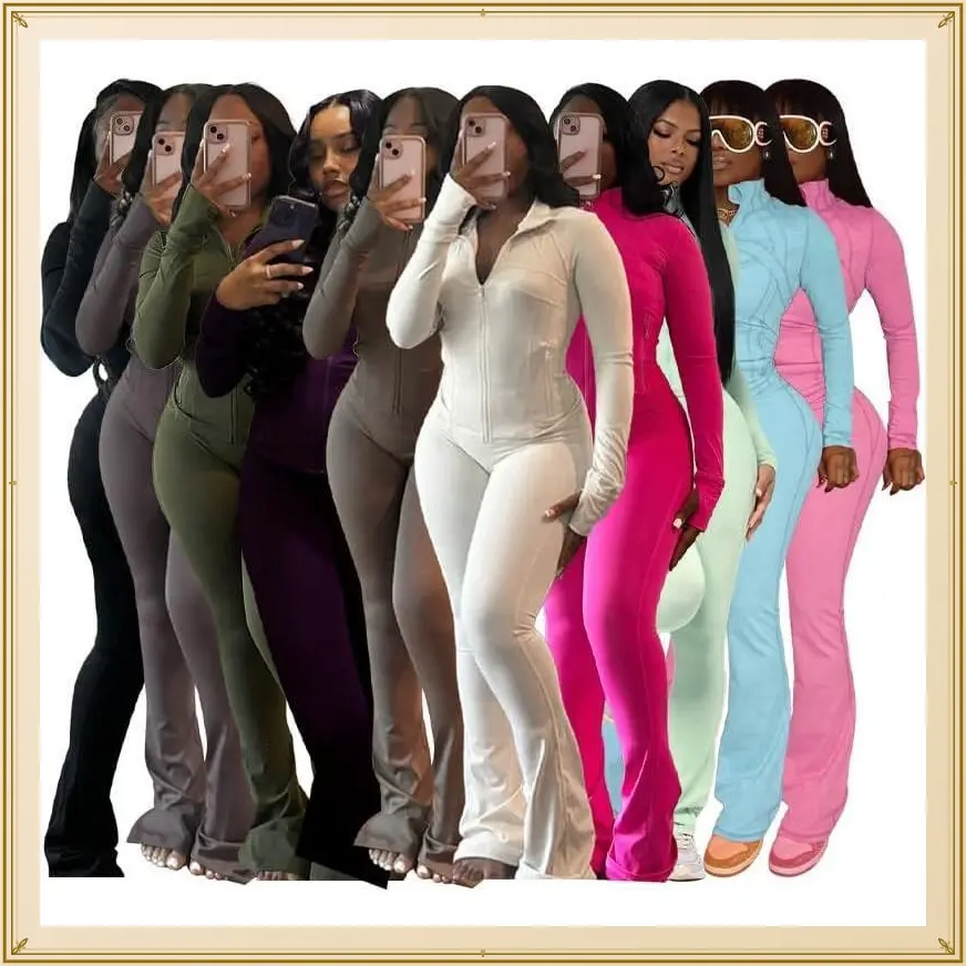 Women??s  Lounge Set ?C Cozy Zip-Up Crop Jacket & Flare Pants Tracksuit |       Stretchy Workout Outfit for Home, Gym & Streetwear