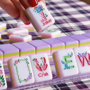 2026 New Cross-Border American Purple Mahjong Tiles (Four-Layer Acrylic)