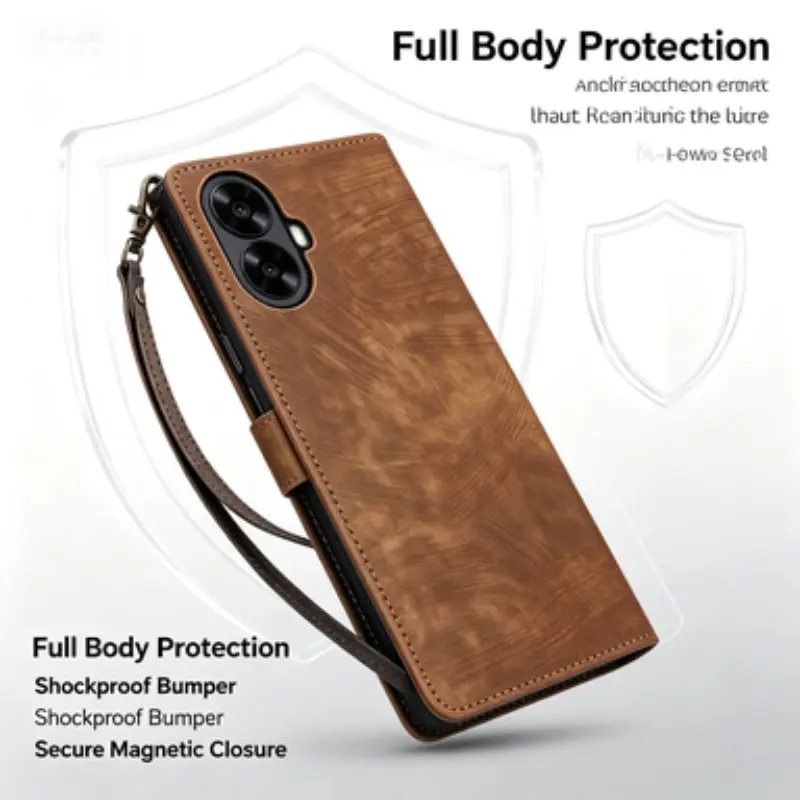 Tcl K70 Nxtpaper 5g Phone Case, PU Leather Flip Cover, Card Slot, Stand, Wrist Strap, Wallet, Compatible with Tcl Nxtpaper 70 Pro