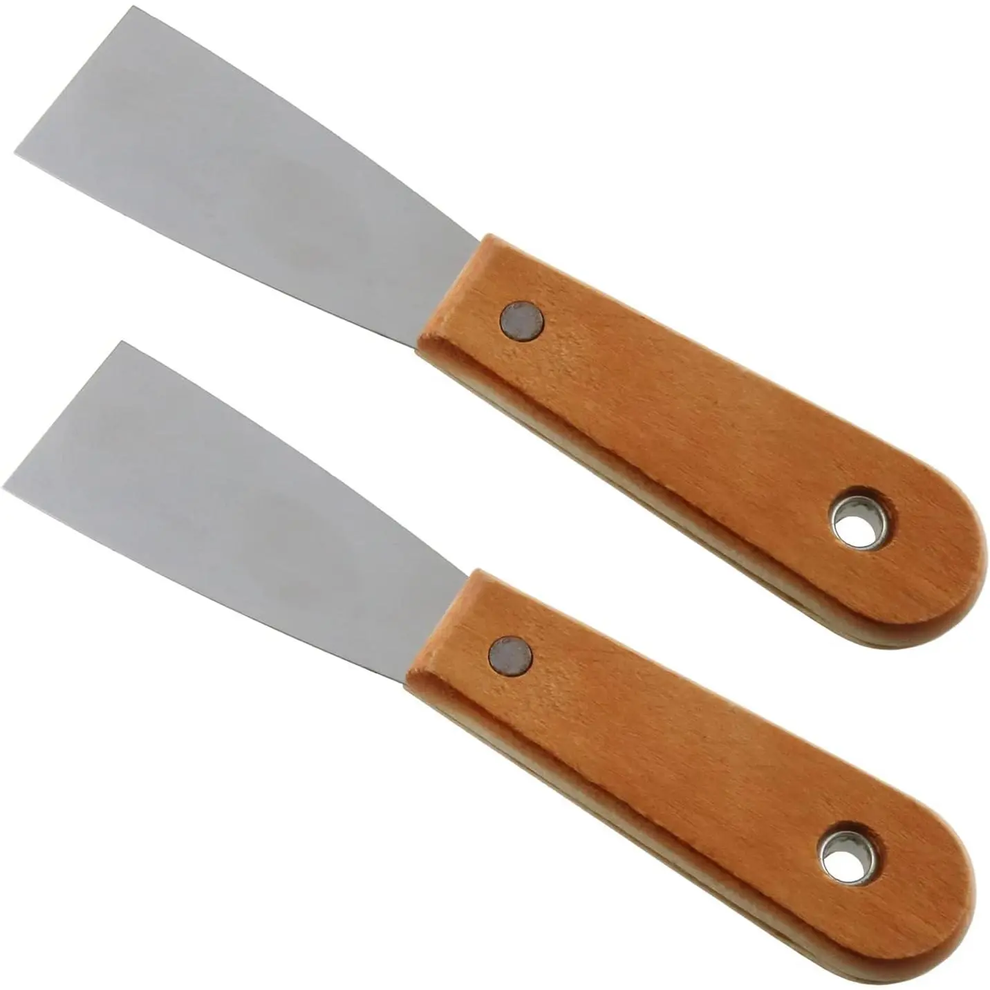 2-Count Carbon Steel Stiff Putty Tool with Wooden Handle, 1.5" Drywall Taping Chisel for DIY Users, Wall & Floor Tile Application