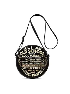 Old School Etiquette Slogan 2D Flat Print Lightweight Women Crossbody Bag, Perfect Gift For Female Friends, Multi Ways To Wear: Crossbody, Single Shoulder, Double Shoulder & Handheld, Suitable For Commute, Outdoor, Travel, Casual Daily & Campus