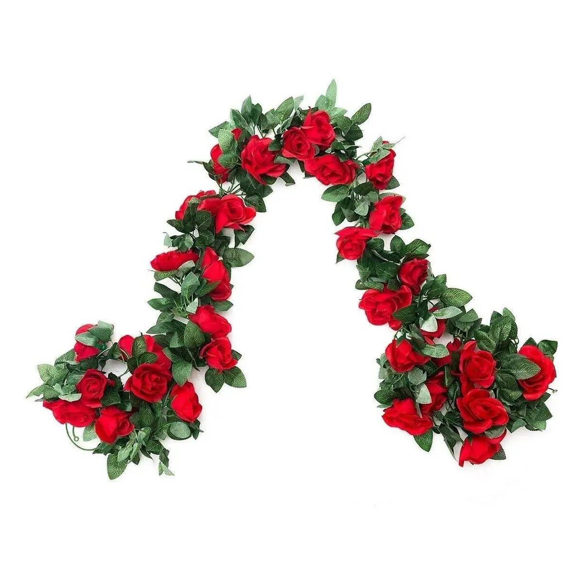 2-Pack 8-Ft Flexible Silk Fabric Artificial Rose Garland Vines, 2-Piece Set Home Decor for Wedding Arch, Garden, DIY Projects, Two Piece Set, Wall Decor