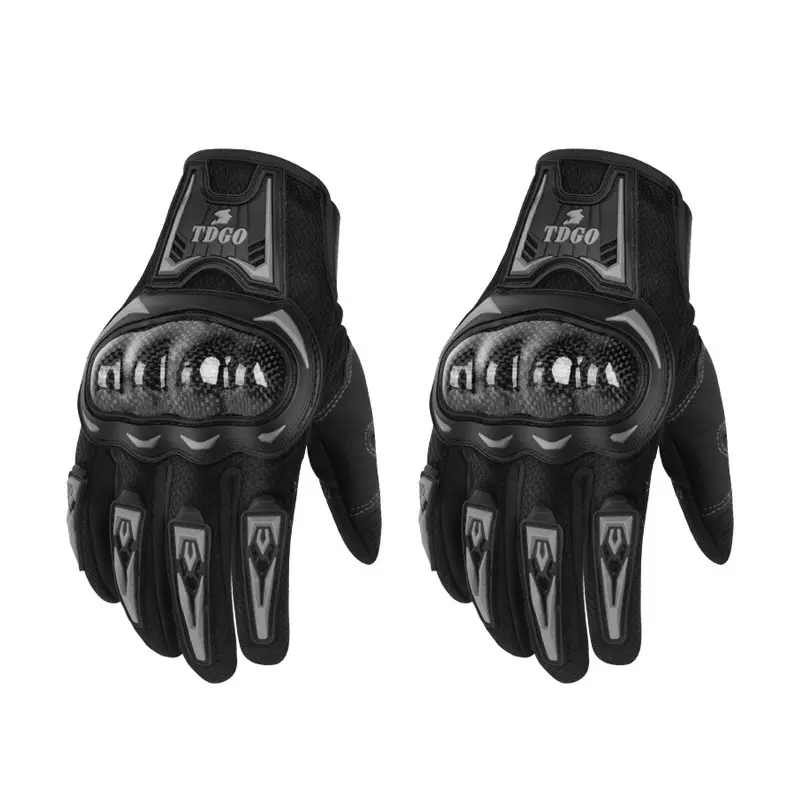 Carbon Fiber Motorcycle Gloves for Men Women, Warm Windproof Touch Screen, Anti-Impact Knuckle Protector, Anti-Slip Palm, Helmet Visor Wiper