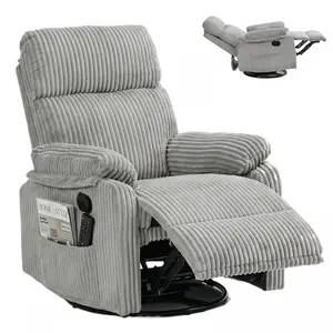 3-in-1 Swivel Rocker Recliner Chair with 151° Recline, 360° Swivel & 30° Rocking, Upholstered Armchair with Side Pockets for Living Room, Bedroom, Office, Balcony or Any Space, 300lbs Capacity