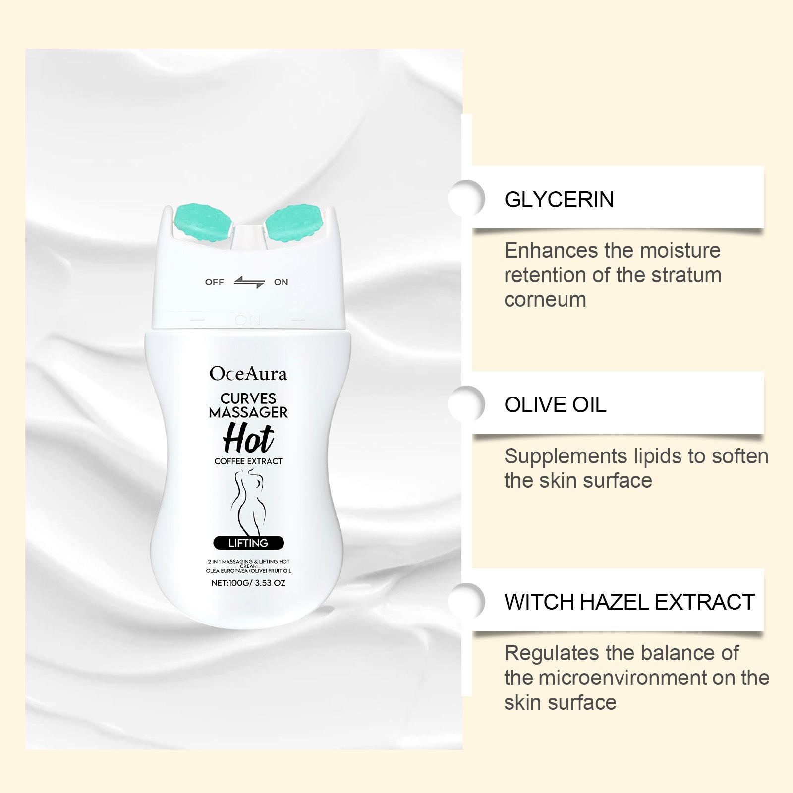 3 Pack OCEAURA Massager Hot Cream with Built-in Roller | 2-in-1 Lifting Body Massager with Coffee Extract | 100g Firming Cream for Skin Tightening & Deep Hydration, Visibly Smooths Skin Texture, Suitable for All Skin Types 3 Pack OCEAURA Massager Hot Cream with Built-in Roller | 2-in-1 Lifting Body Massager with Coffee Extract | 100g Firming Cream for Skin Tightening & Deep Hydration, Visibly Smooths Skin Texture, Suitable for All Skin Types