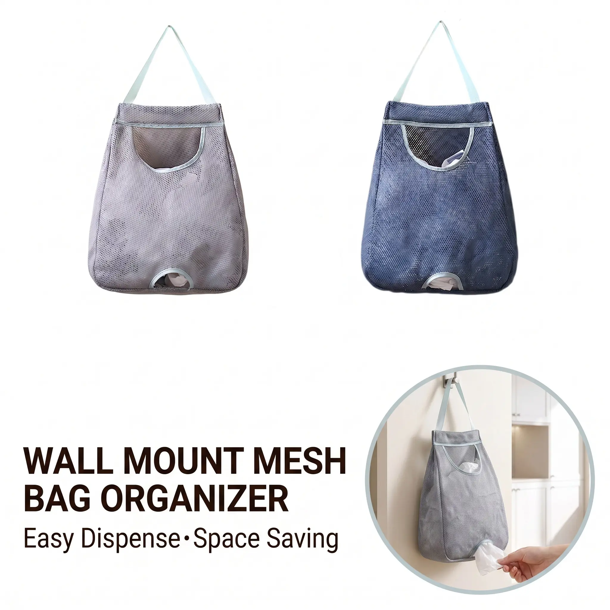 1pc Wall-Mounted Trash Bag Storage Box, Washable Mesh Storage Bag, Plastic Bag Storage, Garbage Storage Containers, Home, Kitchen Supplies, Dispenser Bin, Organizer, Organization Bins-YY0