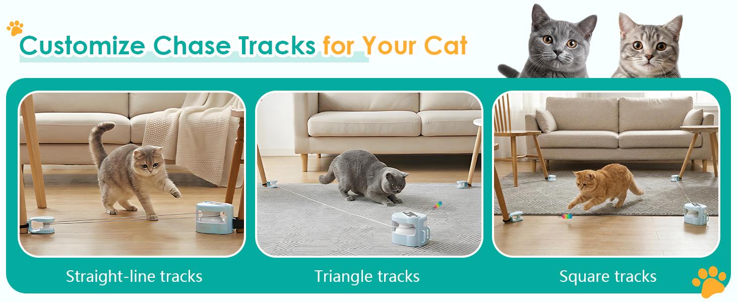 Interactive Cat Toy for Indoor Cats,Electric Remote Control Cat Chaser,Auto/Manual Control DIY Cat Feather Toy Treadmill for Kitten Puppy,Automatic Exercise & Mental Stimulation Cat Toys (Light Blue)