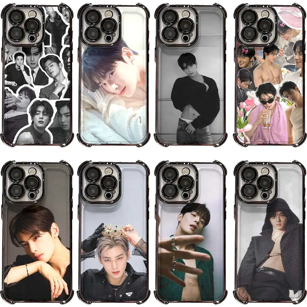 Viral Kpop Male Idol Phone Case 8 Photo Collage & Portrait Clear Four Corners Shockproof Cover, Perfect Birthday Kpop Fan Gift for iPhone 17 Air 16 Pro Max 15 14 Plus 13 12 11