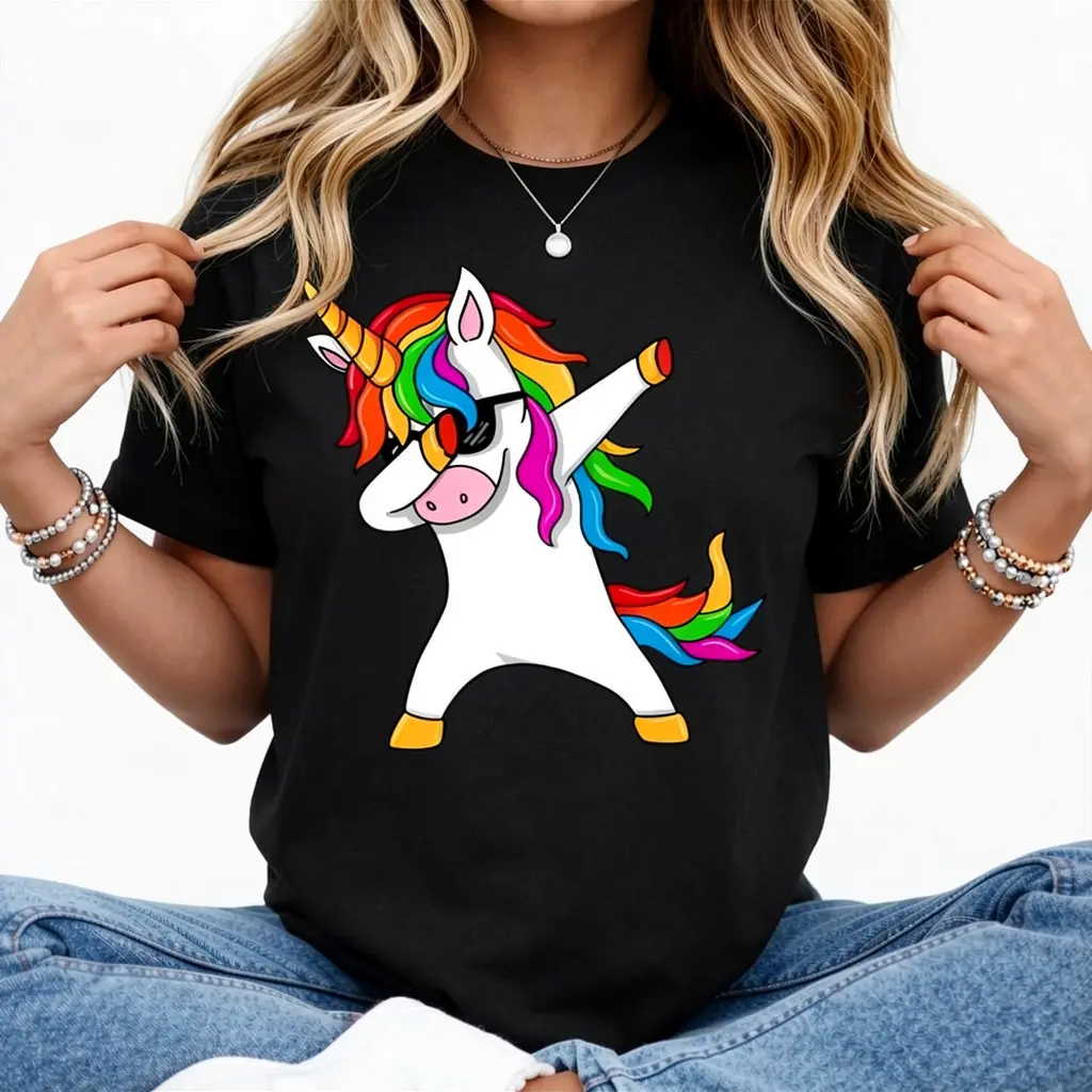 100% Cotton Dabbing Unicorn T-Shirt - Unicorn Dab T-Shirt - Unicorn Gift T-Shirt