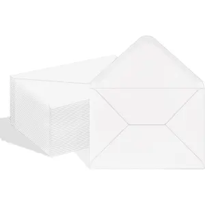 100 Pack White A7 Envelopes 5x7 V Flap Invitation Envelopes for Photos Cards Birthday Weddings Graduations Announcements Baby Shower 5.28 x 7.13 Inches White