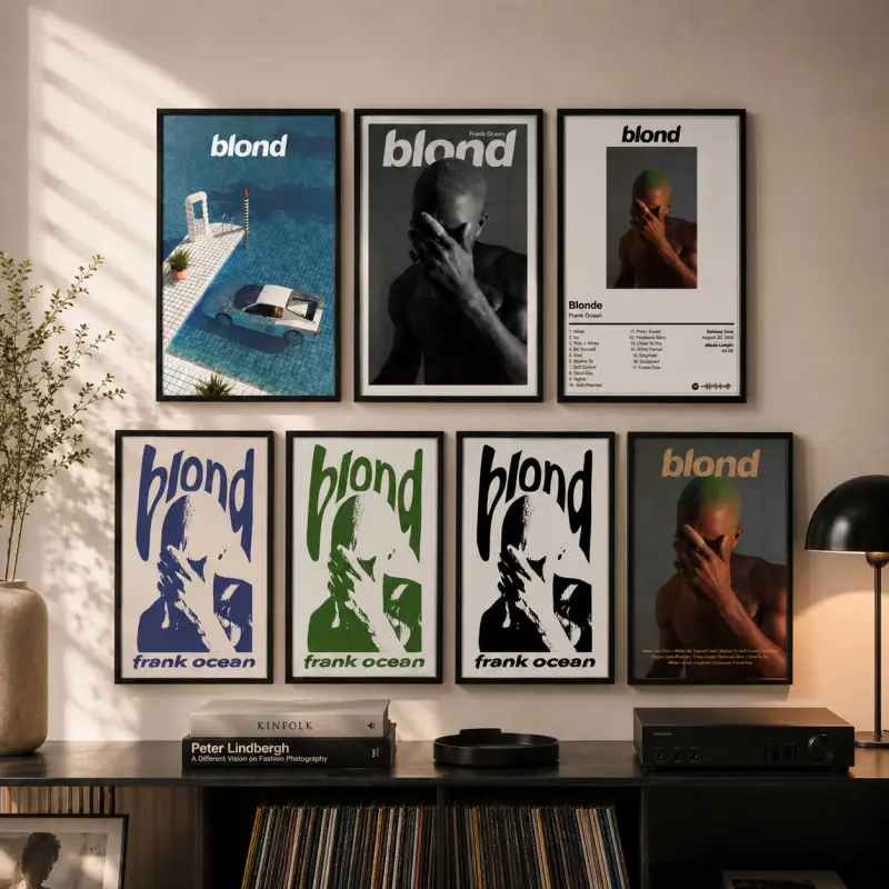 Frank Ocean "Blonde" Album Poster, Music Cover Wall Art Print, Minimalist Aesthetic Decor for Bedroom, Studio & Home, Music Room Decor, Album Cover Art, Music Lover Gift
