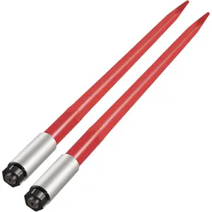 VEVOR Pair Hay Spear 39 Bale Spear 3000 lbs Capacity, Bale Spike Quick Attach Square Hay Bale Spears 1 3/4, Red Coated Bale Forks, Bale Hay Spike with Hex Nut Sleeve for Buckets Tractors Loaders