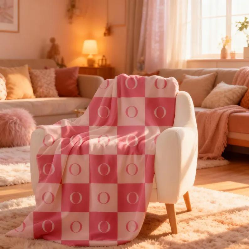 Checkered Blanket Colorful Checkerboard Throw Danish Pastel Room Decor Indie Aesthetic Soft Flannel Fleece Blanket Cozy Bedding for Girls