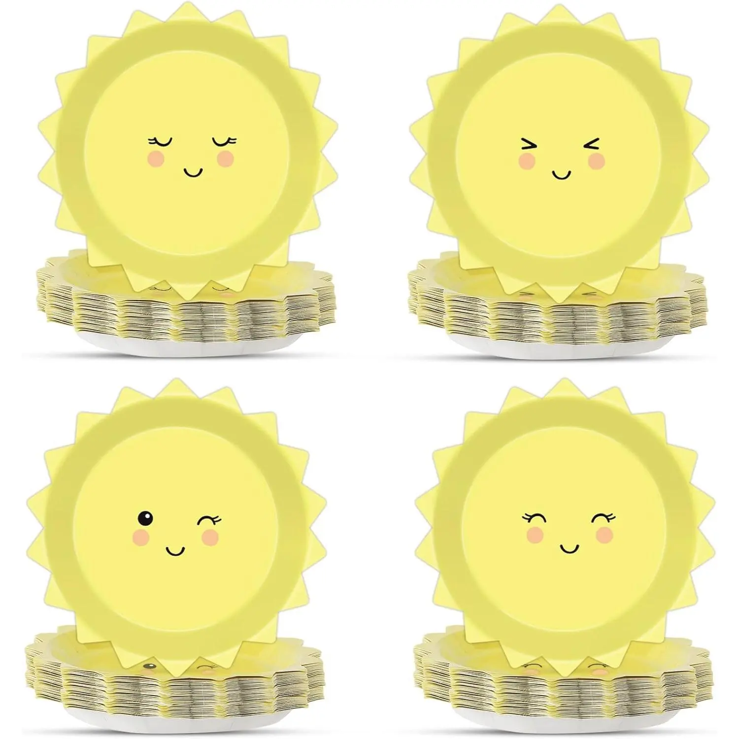 48 Pcs Yellow Sunshine Party Plates First Trip Around The Sun Paper Plates Sunshine Dinner Plates Summer Disposable Tableware for Sun 1st Birthday Party Supplies Baby Shower Birthday Decorations