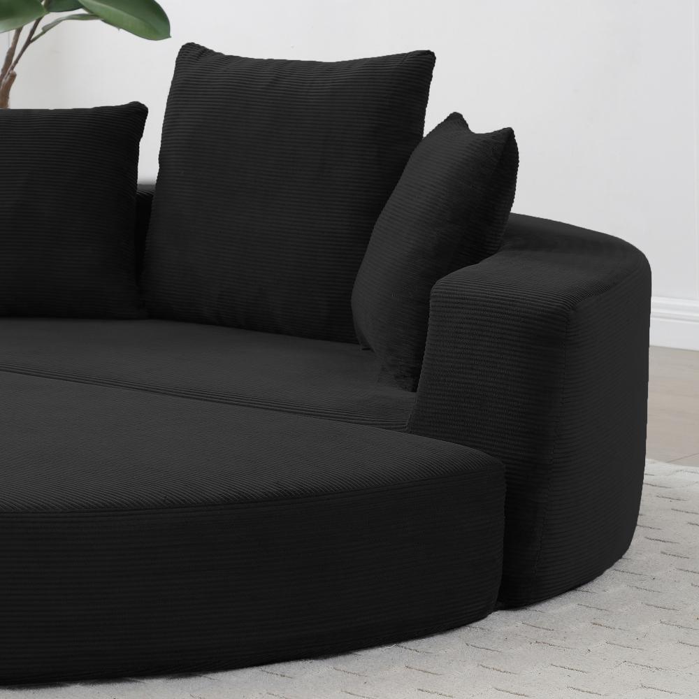 Convertible Sofa Couch Bed, Multi-functional, Circular Bed, Adjustable Futon Sofa, No Assembly Compressed Corduroy Floor Lounge Sofa for Apartment Office Bedroom Living Room