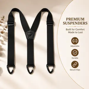 Unisex Hidden Suspenders with 3 Snap Loops 1.5 Inch Wide Adjustable Fit