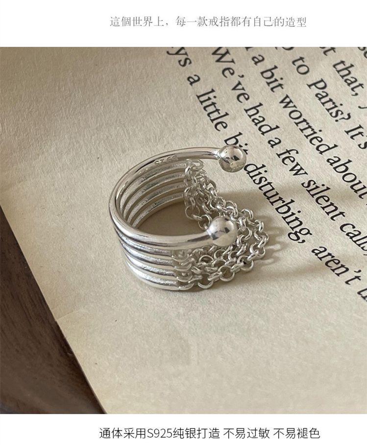 A high-end, high-quality, niche treasure 925 sterling silver ring for women with an ins pleated texture and soft chain design