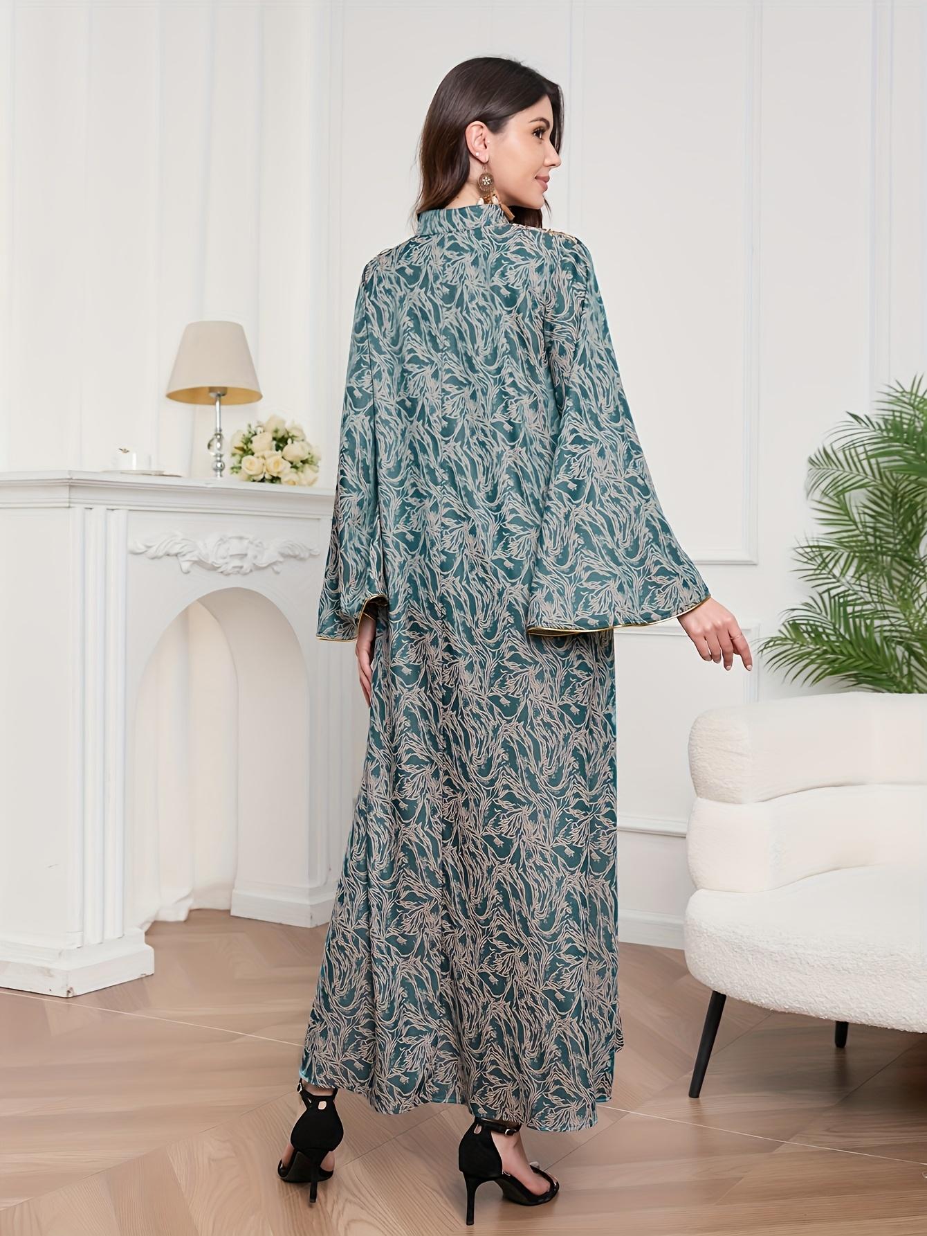 Middle East Cross-Border Muslim Evening Dress, Arab Dubai Gown with Tulle Embroidery and Sequins for Women